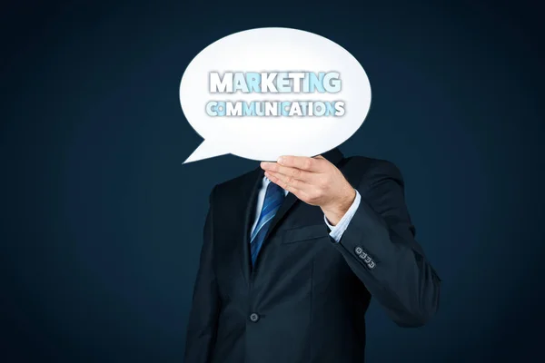Specialista Marketing Con Testo Comunicazione Marketing Sulla Bolla Vocale — Foto Stock