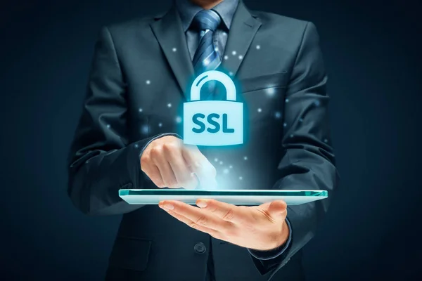 Ssl セキュア ソケット レイヤー コンセプト 暗号プロトコルは セキュリティで保護された通信を提供します — ストック写真