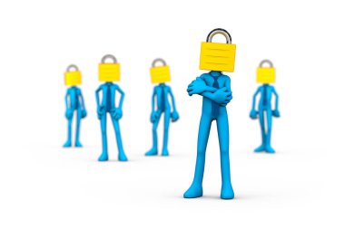 Gdpr (genel veri koruma yönetmeliği) ve kişisel verileri koruma kavramı, 3d çizim.