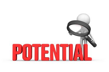 Potansiyel kavramlar, 3d çizim üzerinde duruldu. İnsan kaynakları çalışan potansiyel üzerinde duruldu. İşadamı için potansiyel pazar arıyor.