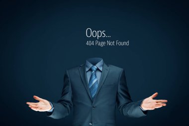 HTTP 404 hata sayfası şablonu kavramı bulunamadı. Hata sayfa 404 ileti ve işadamı baş olmadan.