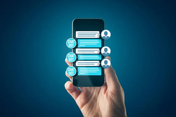 Chatbot Smartphone künstliche Intelligenz Kommunikation — Stockfoto