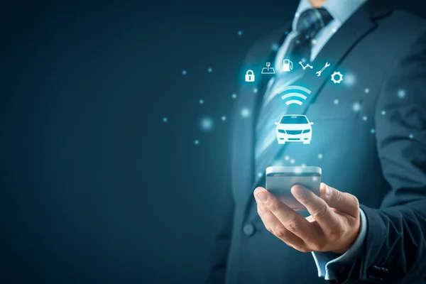 Intelligent car and smart phone app — Stock Photo, Image