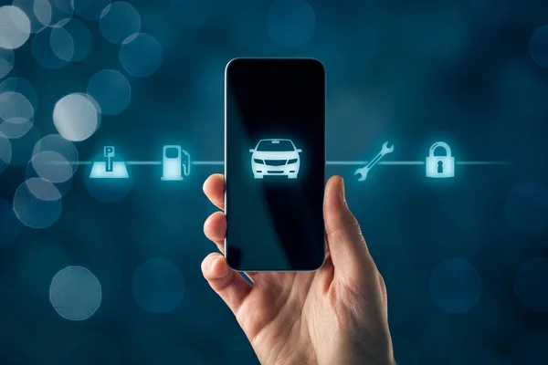 Concetto di app per smartphone per auto intelligenti — Foto Stock