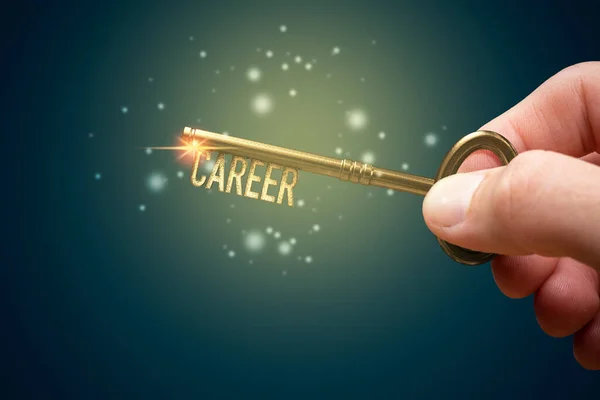 Schlüssel Zum Erschließen Und Öffnen Neuer Karrierekonzepte Personalwesen Und Sie — Stockfoto