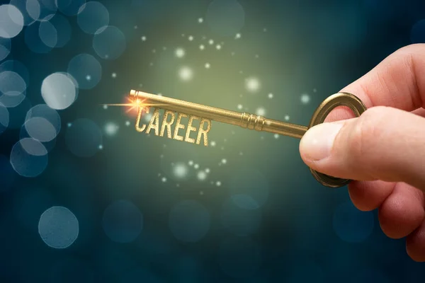 Schlüssel Zum Erschließen Und Öffnen Neuer Karrierekonzepte Personalwesen Und Sie — Stockfoto