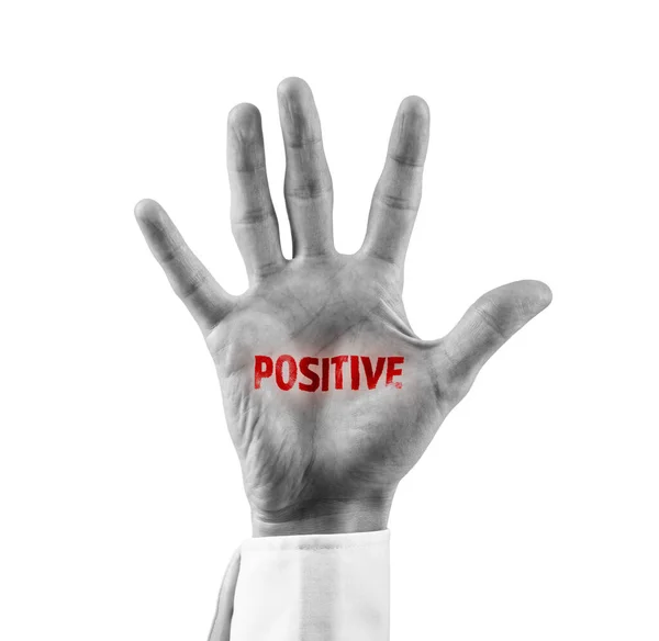 Positief Patiënt Stigma Concept Hand Met Rode Tekst Positief Symbolisme — Stockfoto