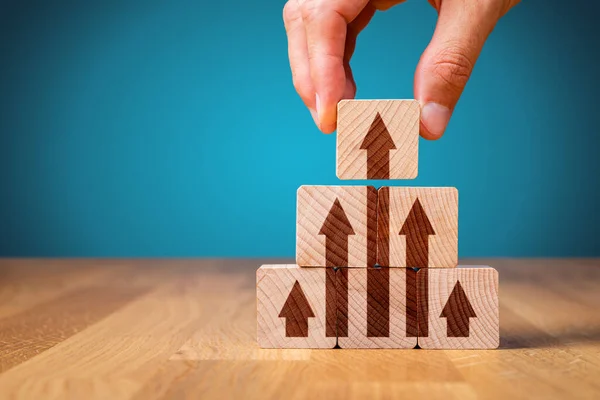 Bedrijfsverbetering Persoonlijke Ontwikkeling Groeiconcept Zakenmensen Motiveren Marktleider Beste Zijn Benchmarking — Stockfoto