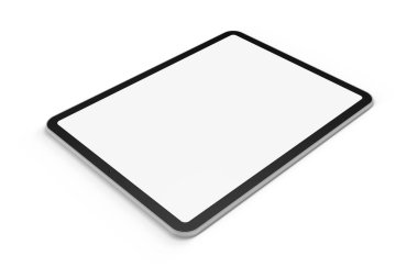 Beyaz arkaplanda 3B görüntüleme maskeli dijital tablet grafik ögesi.