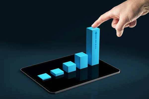 Geschäfts Und Persönliches Wachstum Dank Digitalem Tablet App Konzept Geschäftsleute — Stockfoto