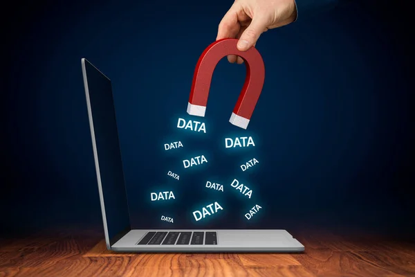 Gelekte Gegevens Datalek Cybersecurity Gehackte Gestolen Data Concepten Hand Met — Stockfoto