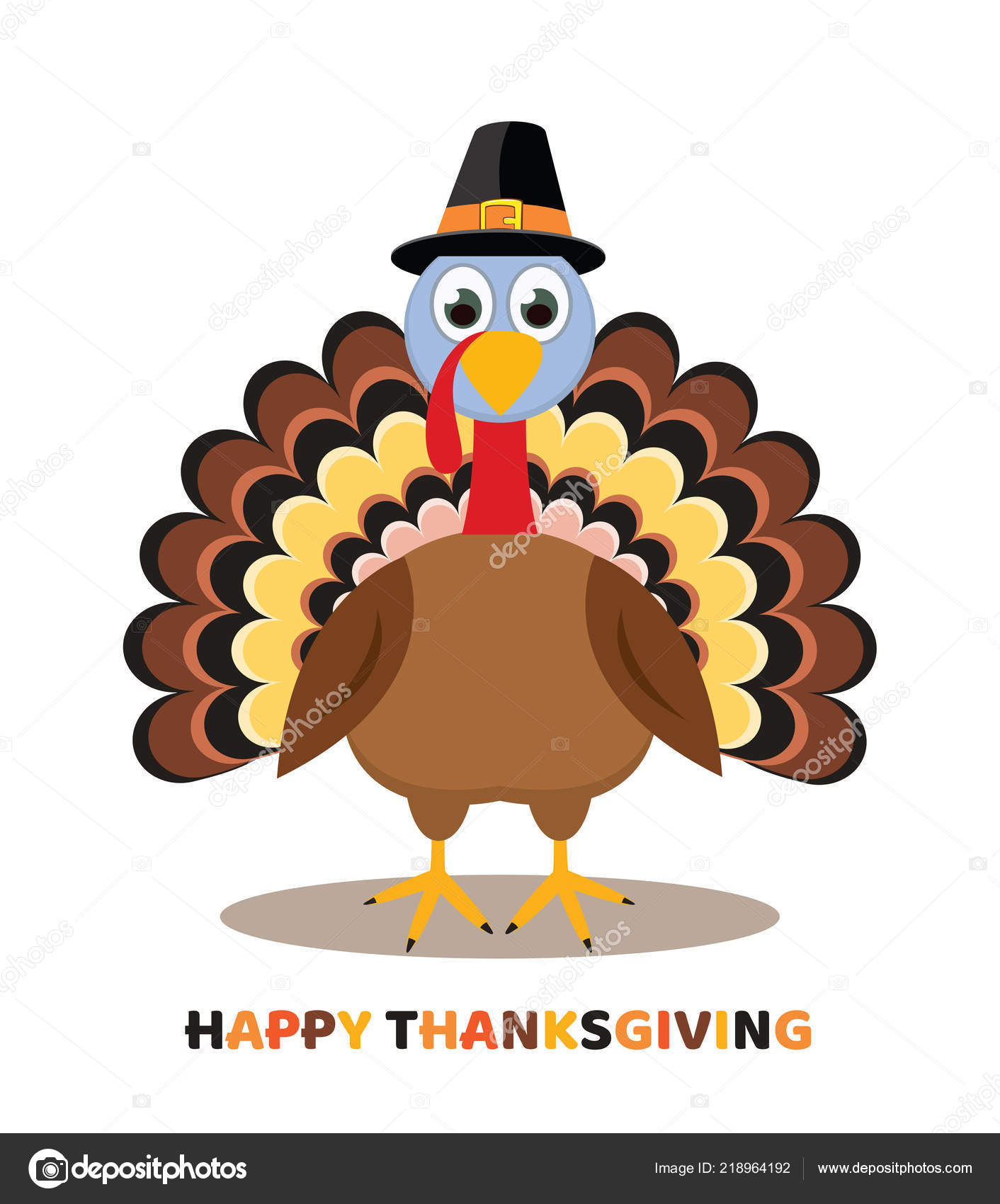 Vector Card Thanksgiving Day Cartoon Turkey Bird Happy Thanksgiving Colorful Vector Image By C Dmstudio Vector Stock 218964192