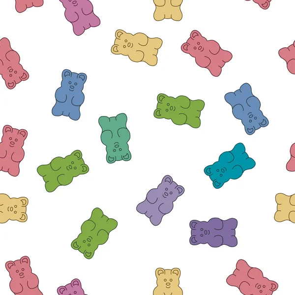 Vector Gummy Bear Candies Seamless Background Isolated White Background Simple Vector Graphics