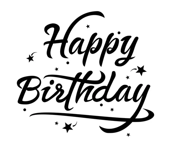 Black and white congratulation happy birthday. Decorative handwritten