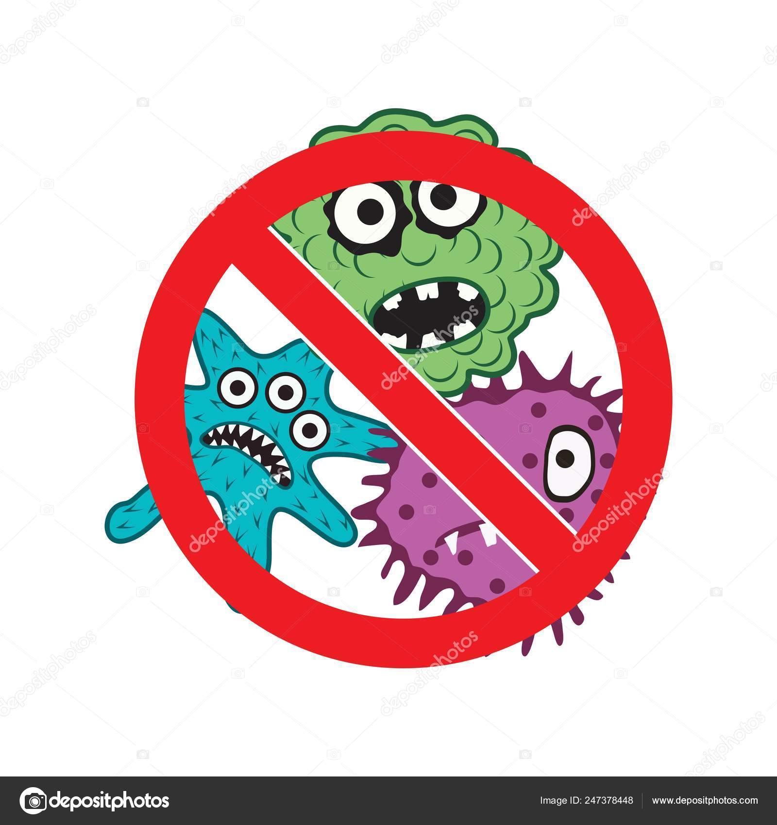 Vector Stop  Bacteria Icon Isolated White Background Stop  