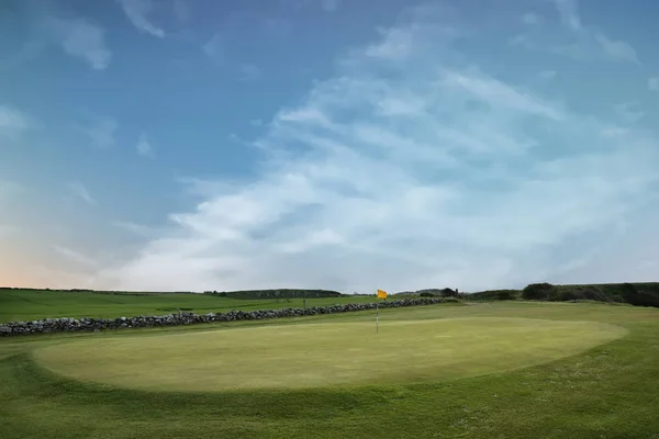 Koppelingen Golfbaan Northumberland Met Avondlicht — Stockfoto
