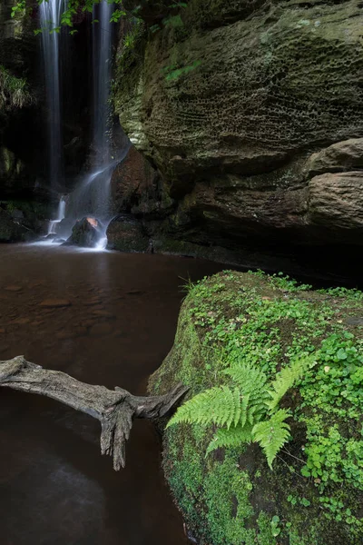 Şelale peyzaj Roughting Linn Northumberland National Park İngiltere'de çarpıcı