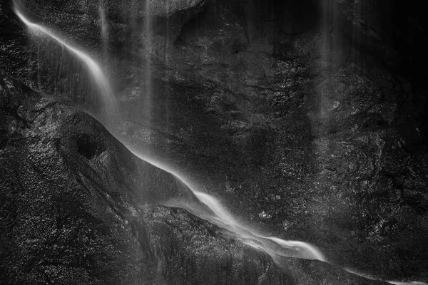 Stunning Peaceful Black White Long Exposure Waterfall Detail Intimate Landscape — Stock Photo, Image