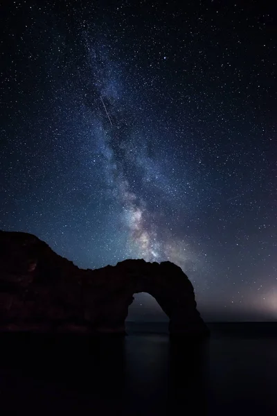 Superbe Image Colorée Galaxie Voie Lactée Sur Paysage Marin Dorset — Photo