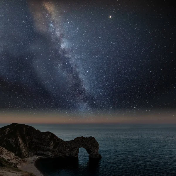 Superbe Image Colorée Galaxie Voie Lactée Sur Paysage Marin Dorset — Photo