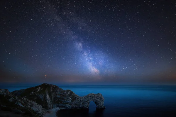 Superbe Image Colorée Galaxie Voie Lactée Sur Paysage Marin Dorset — Photo