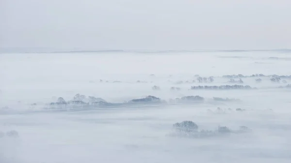 Beau Paysage Campagne Anglaise Brumeux Lever Soleil Hiver Avec Des — Photo