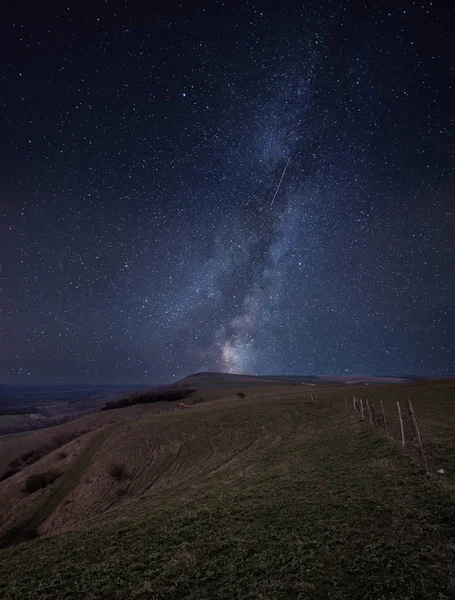 Superbe Image Composite Vibrante Voie Lactée Sur Paysage Belle Campagne — Photo