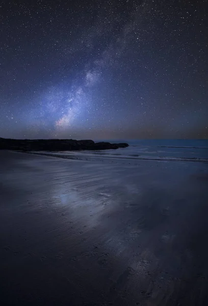 Superbe Image Composite Vibrante Voie Lactée Sur Paysage Plage Vide — Photo