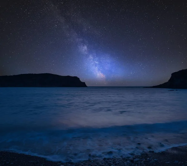 Εκπληκτική Ζωντανή Milky Way Σύνθετη Εικόνα Πάνω Από Τοπίο Της — Φωτογραφία Αρχείου