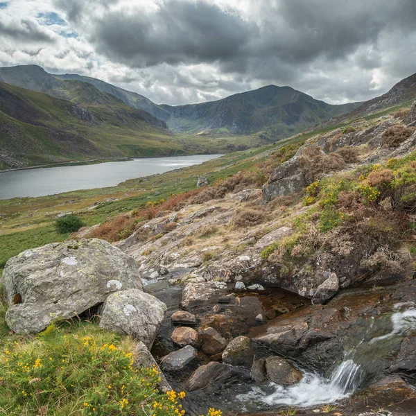 Prachtige Landschap Foto Van Stroom Buurt Van Llyn Ogwen Snowdonia — Stockfoto