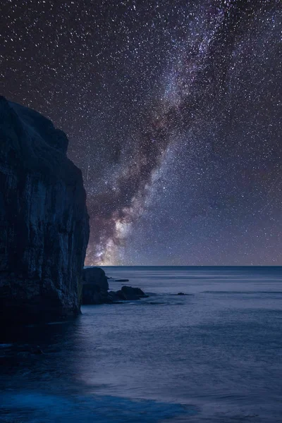 Superbe Image Composite Vibrante Voie Lactée Sur Paysage Longues Vagues — Photo