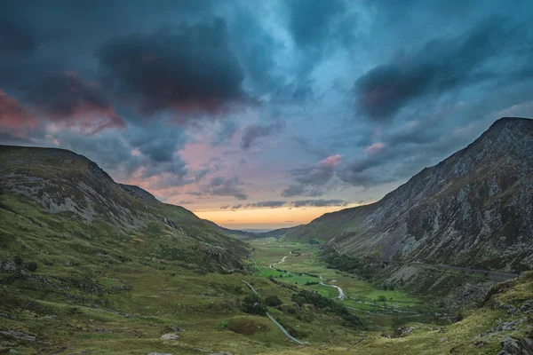 Vackra Lynnig Landskapet Bilden Nant Francon Dalen Snowdonia Solnedgången Höst — Stockfoto