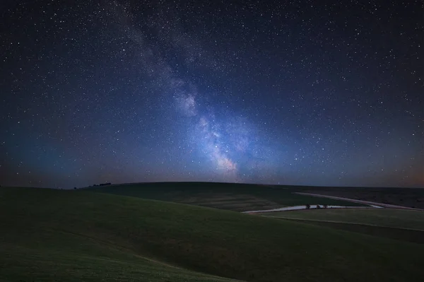 Superbe Image Composite Vibrante Voie Lactée Sur Paysage Campagne Anglaise — Photo