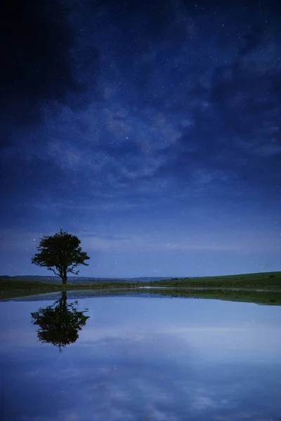 Milky Way Galaxy Image Night Sky Natural Silhouettes — Stock Photo, Image