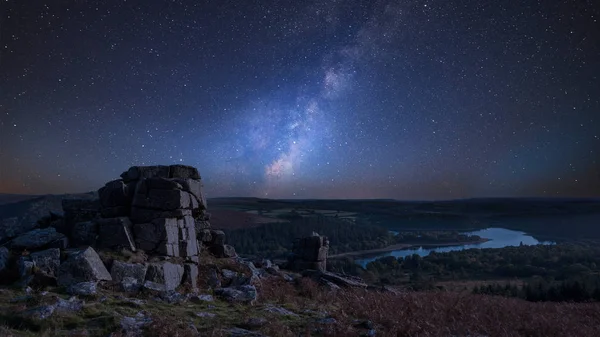 Splendida Vibrante Immagine Composita Lattea Overbeautiful Autunno Tramonto Paesaggio Immagine — Foto Stock