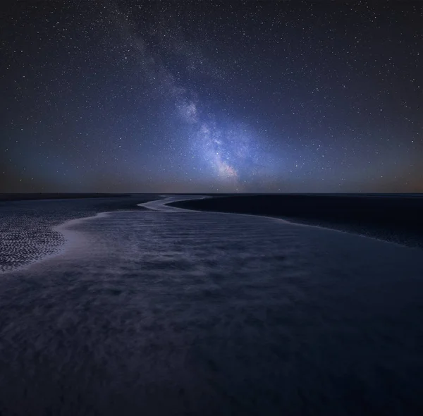Superbe Image Composite Vibrante Voie Lactée Sur Paysage Belle Plage — Photo