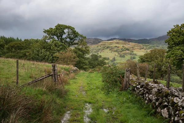 Krásná Krajina Obraz Pohled Propasti Chodit Snowdonia Výhledem Les Barmouth — Stock fotografie