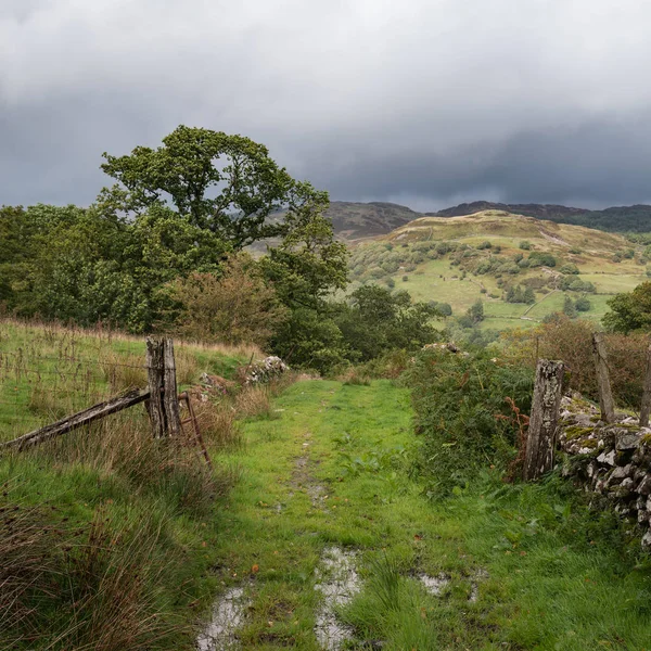 Schöne Landschaft Bild Von Blick Vom Abgrund Spaziergang Snowdonia Mit — Stockfoto