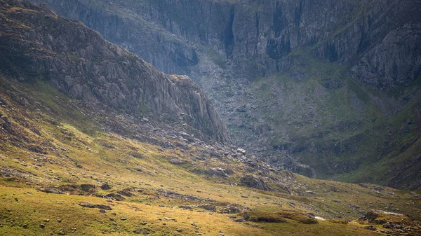 Krásné Detaily Krajiny Obraz Hory Tryfan Llyn Ogwen Snowdonia Během — Stock fotografie