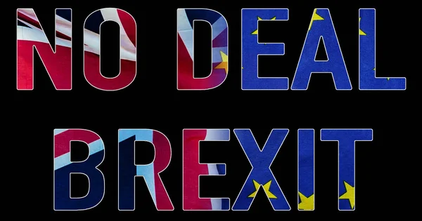 Deal Brexit Image Conceptuelle Texte Sur Les Drapeaux Britanniques Européens — Photo