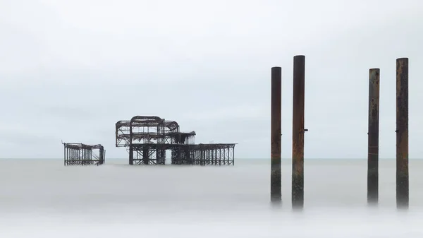 Landschaftsbild Des Stillgelegten Viktorianischen Westpier Bei Brighton West Sussex Mit — Stockfoto