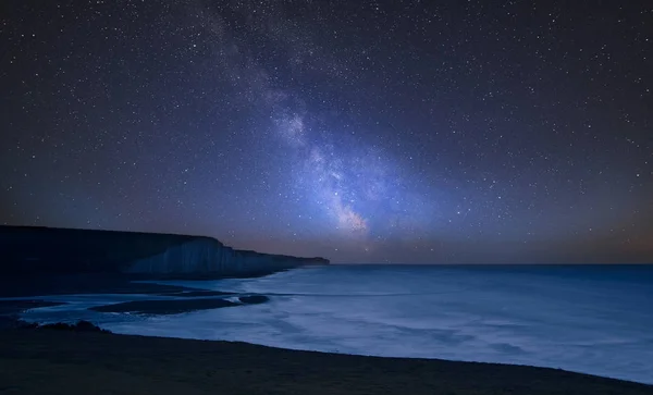 Superbe Image Composite Vibrante Voie Lactée Sur Paysage Des Falaises — Photo