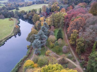Renkli canlı sonbahar sonbahar İngilizce kırsal manzara çarpıcı güzel hava dron manzara resim