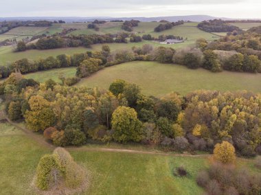 Renkli canlı sonbahar sonbahar İngilizce kırsal manzara çarpıcı güzel hava dron manzara resim