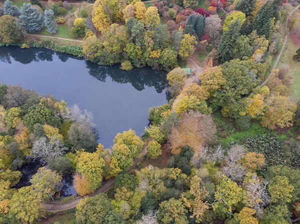 Beautiful aerial drone landscape image of stunning colorful vibrant Autumn Fall English countryside landscape