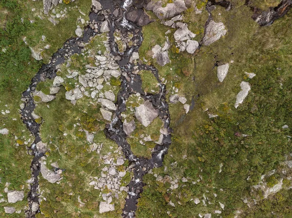 Havadan Görünümü Manzara Nehir Kaya Şelale Snowdonia Içinde Aşağı Akan — Stok fotoğraf