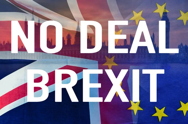 Deal Brexit Concept Image Texte Sur Image Londres Drapeaux Royaume — Photo