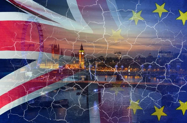 Немає Зображення Угода Brexit Концепція Тріщин Над Зображенням Лондона Великобританії — стокове фото