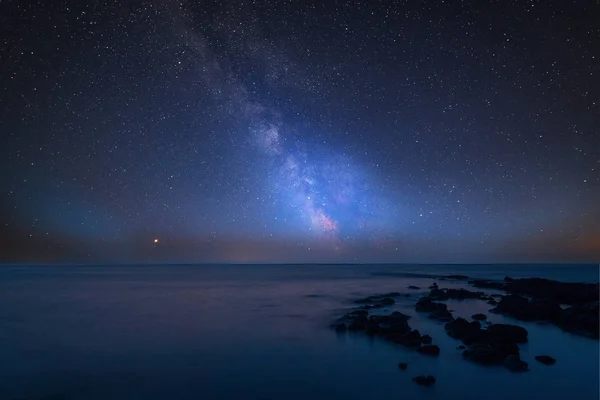 Superbe Image Composite Vibrante Voie Lactée Sur Paysage Côte Rocheuse — Photo