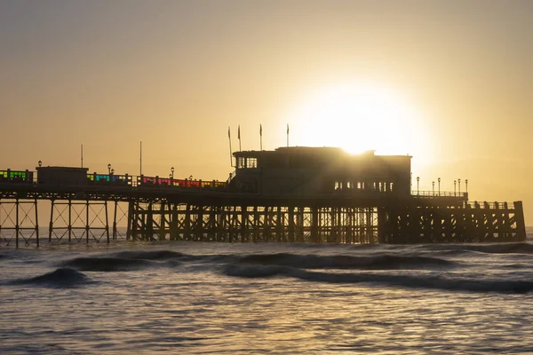 Bella Immagine Del Paesaggio All Alba Del Molo Worthing Nel — Foto Stock